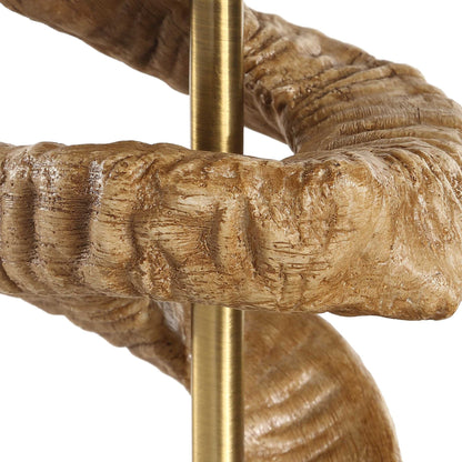 Rams - Horn Table Lamp - Light Brown
