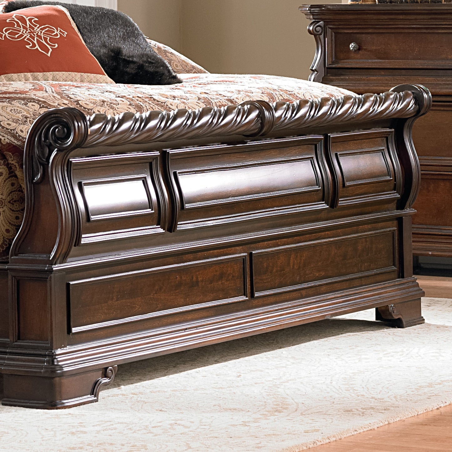 Arbor Place - Queen Sleigh Footboard - Brownstone