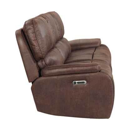 Atlantis - Power Motion Sofa With Power Motion Head Recliner - Heritage Brown