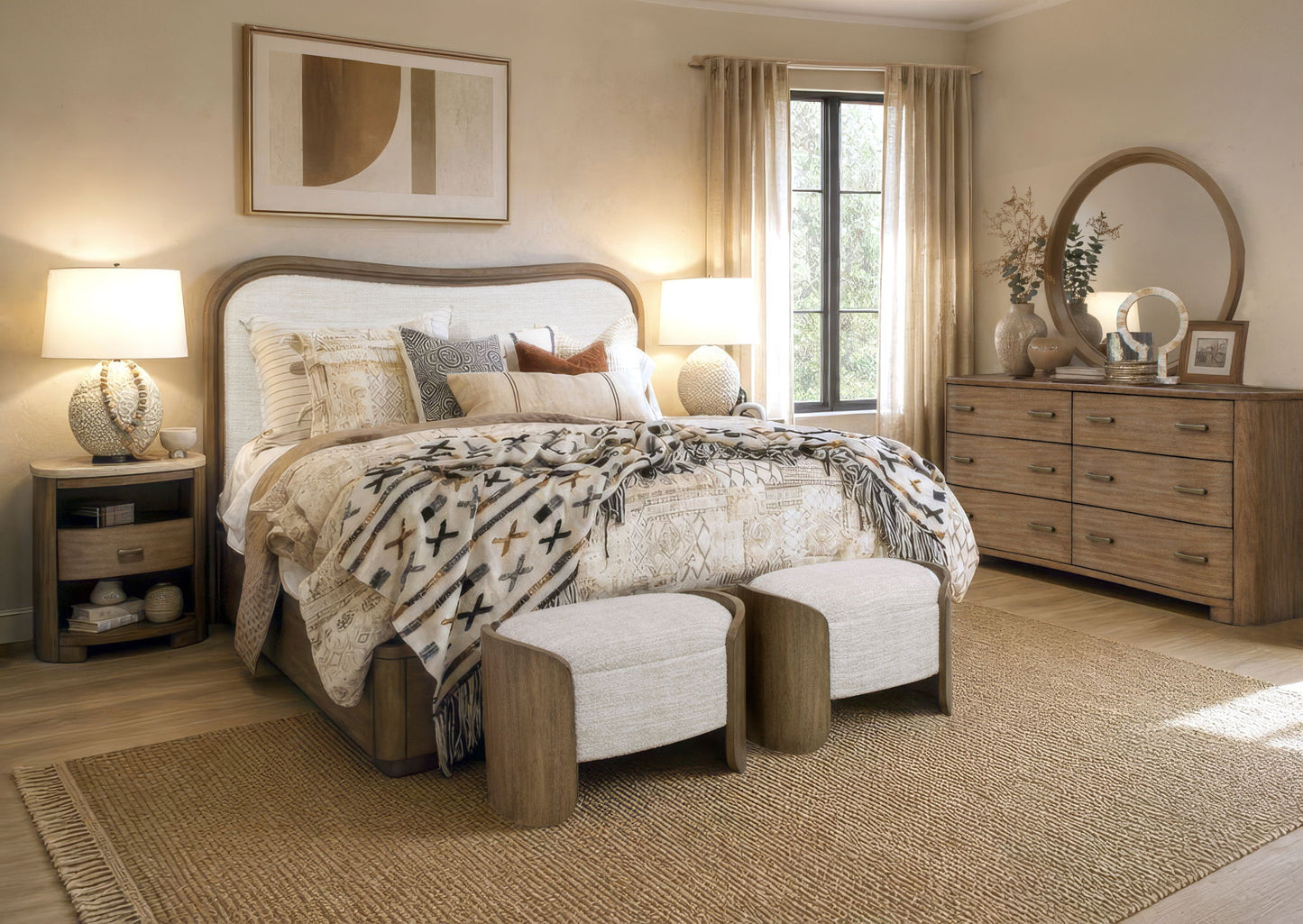 Leeza - Round Mirror - Brown