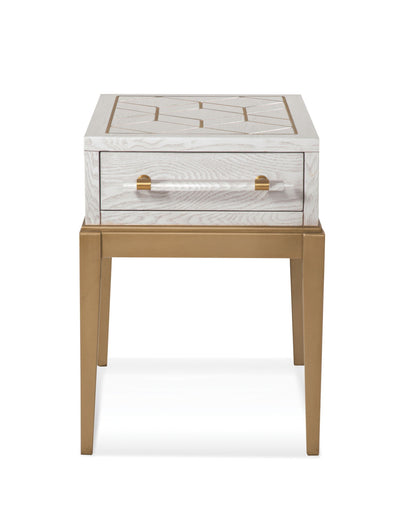 Perrine - Chairside Table - White / Gold