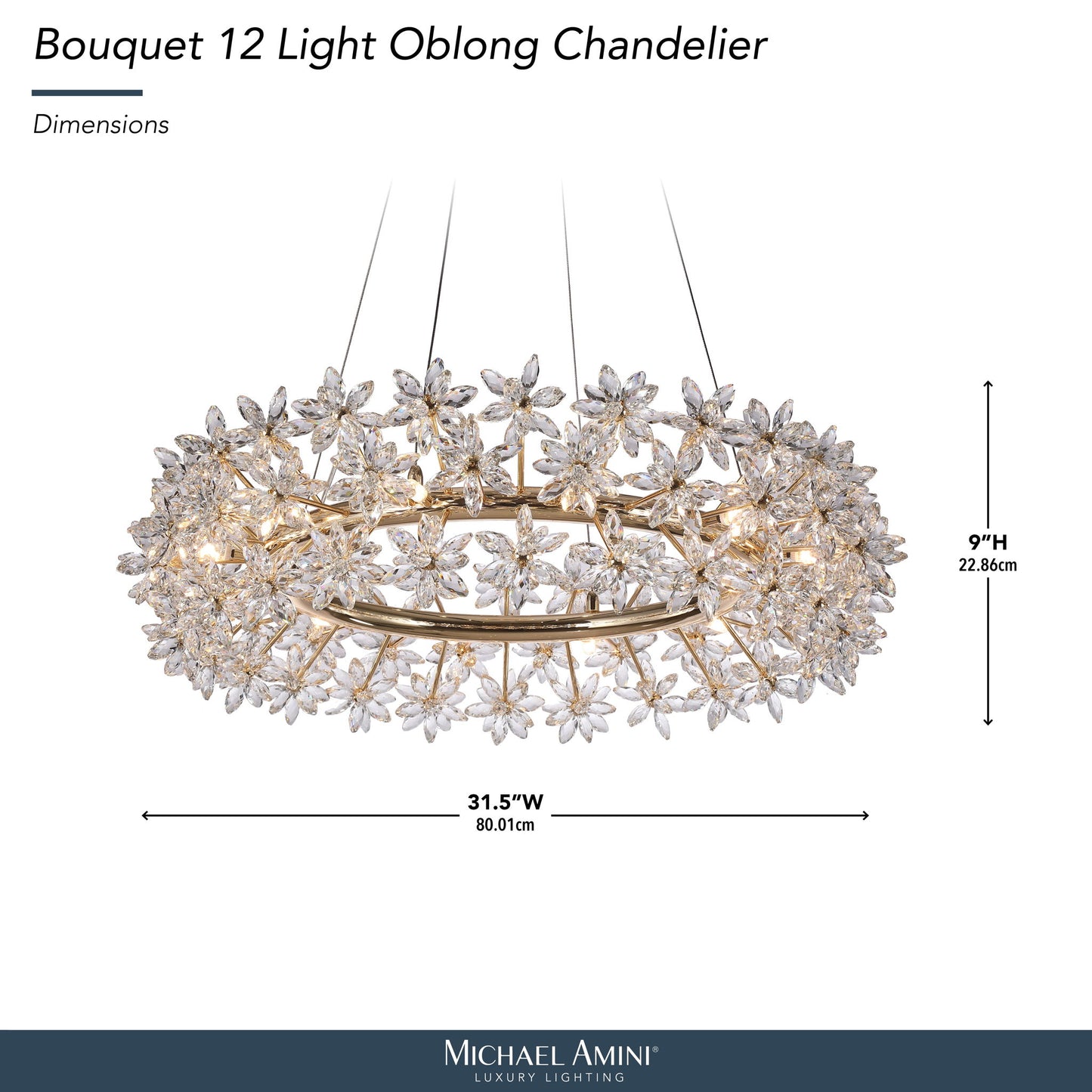 Michael Amini Lighting - Bouquet Round 32" Crystal Chandelier - Gold