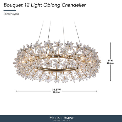 Michael Amini Lighting - Bouquet Round 32" Crystal Chandelier - Gold
