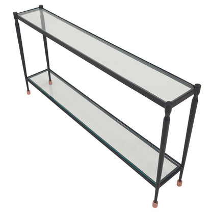 Javana - Glass / Iron Console Table - Brass,Bronze