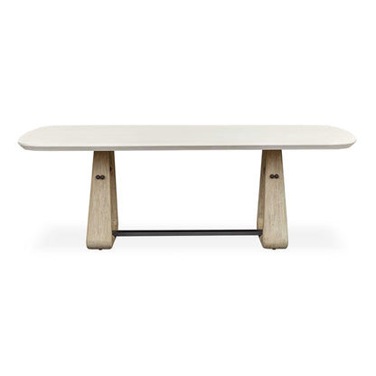 Circa - Concrete Outdoor Dining Table - White / Woodtone