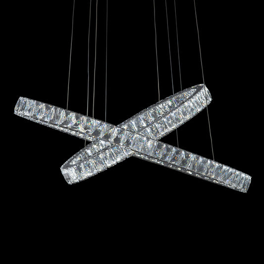 Michael Amini Lighting - Crossover Modern Crystal LED Chandelier - Chrome