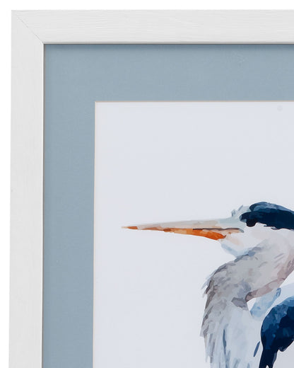 Heron III Framed Print - White