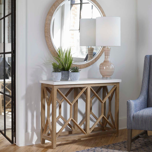 Catali - Stone Console Table - Ivory