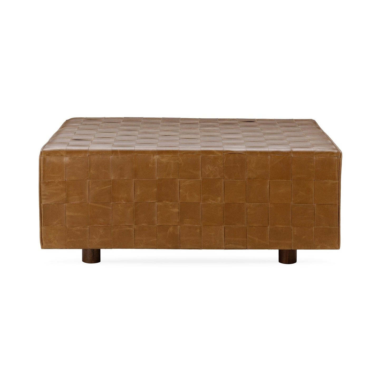 Bridgitte - Leather Square Ottoman - Autum Maple