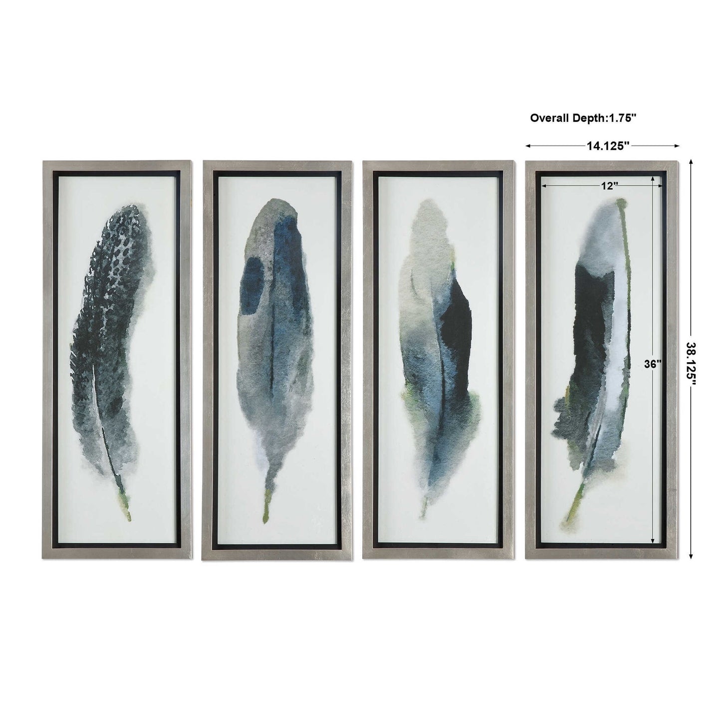 Feathered Beauty - Prints (Set of 4) - Pearl Silver