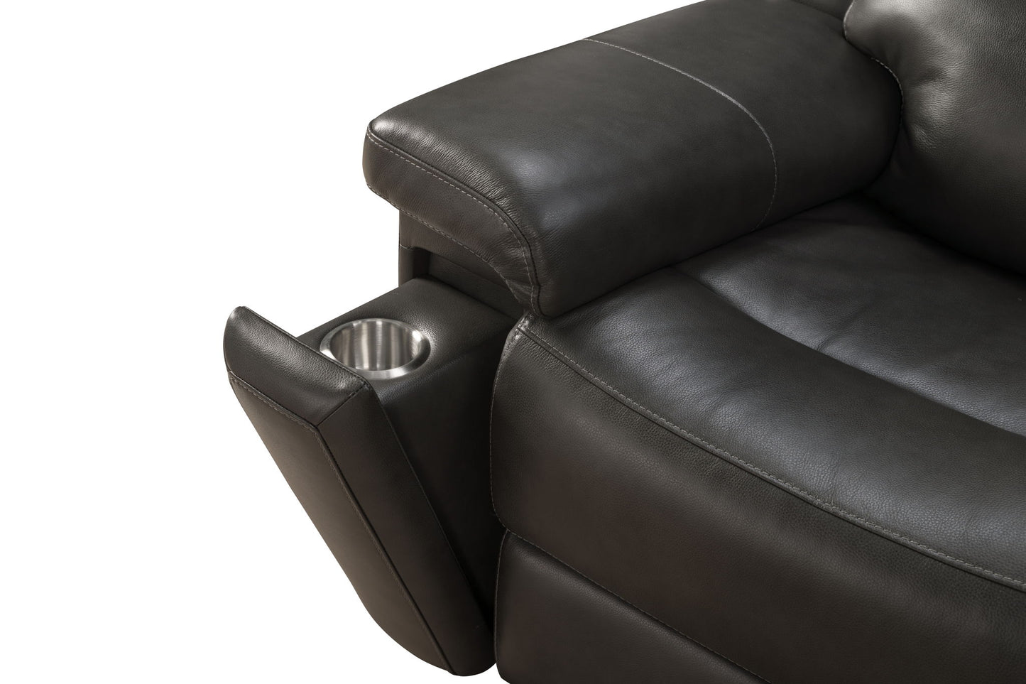 Leon - Power Sofa Recliner With Power Headrest, Power Lumbar, Heat And Massage (Dropdown Table With Smart Tabletop Control) - Smokey Gray