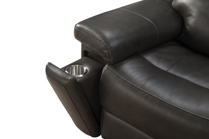 Leon - Power Sofa Recliner With Power Headrest, Power Lumbar, Heat And Massage (Dropdown Table With Smart Tabletop Control) - Smokey Gray