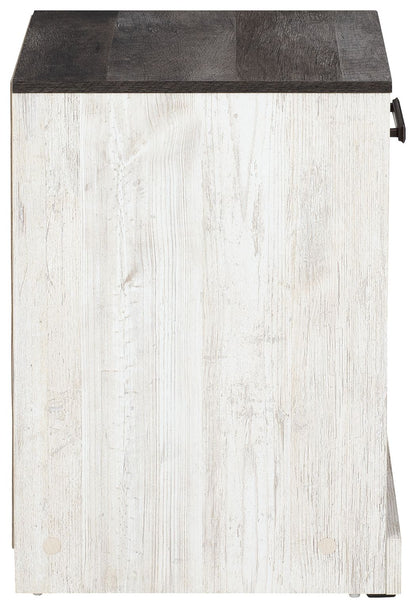 Shawburn - One Drawer Night Stand - Open Cubby - White / Black / Gray