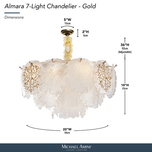Michael Amini Lighting - Almara 7-Light Frosted Glass Chandelier - Frost / Gold