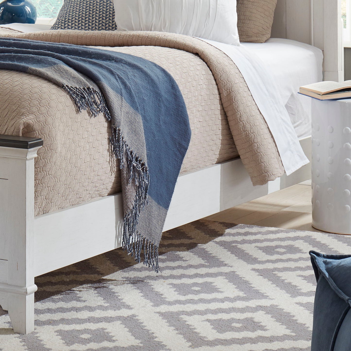 Allyson Park - Wood Panel Bed Rails - Wirebrushed White / Charcoal