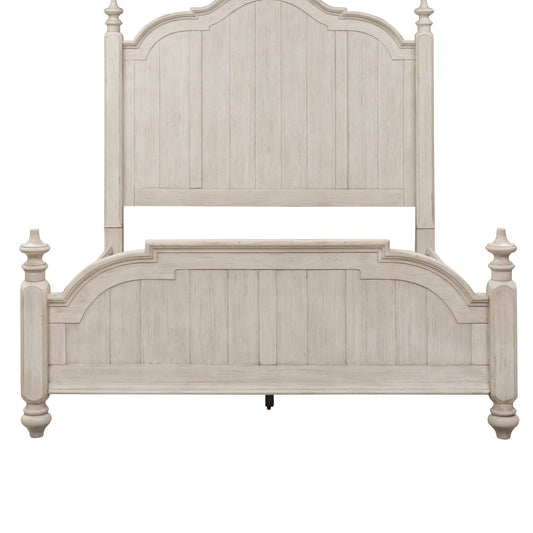 Farmhouse Reimagined - King Poster Footboard - Antique White / Chestnut Tops