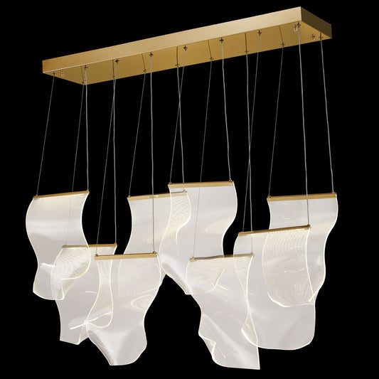 Michael Amini Lighting - Sheer Waves 8-Light Modern LED Chandelier - Gold / White