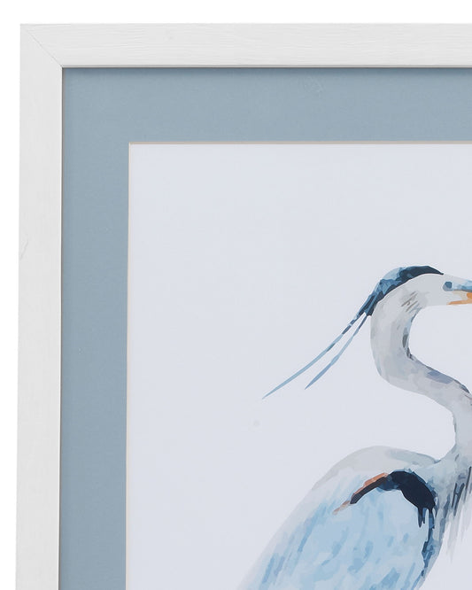 Heron I Framed Print - White