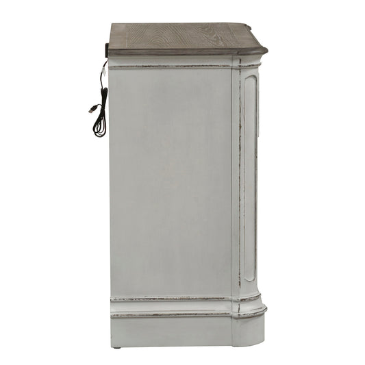 Magnolia Manor - 3 Drawer Bedside Chest With Charging Station - Antique White