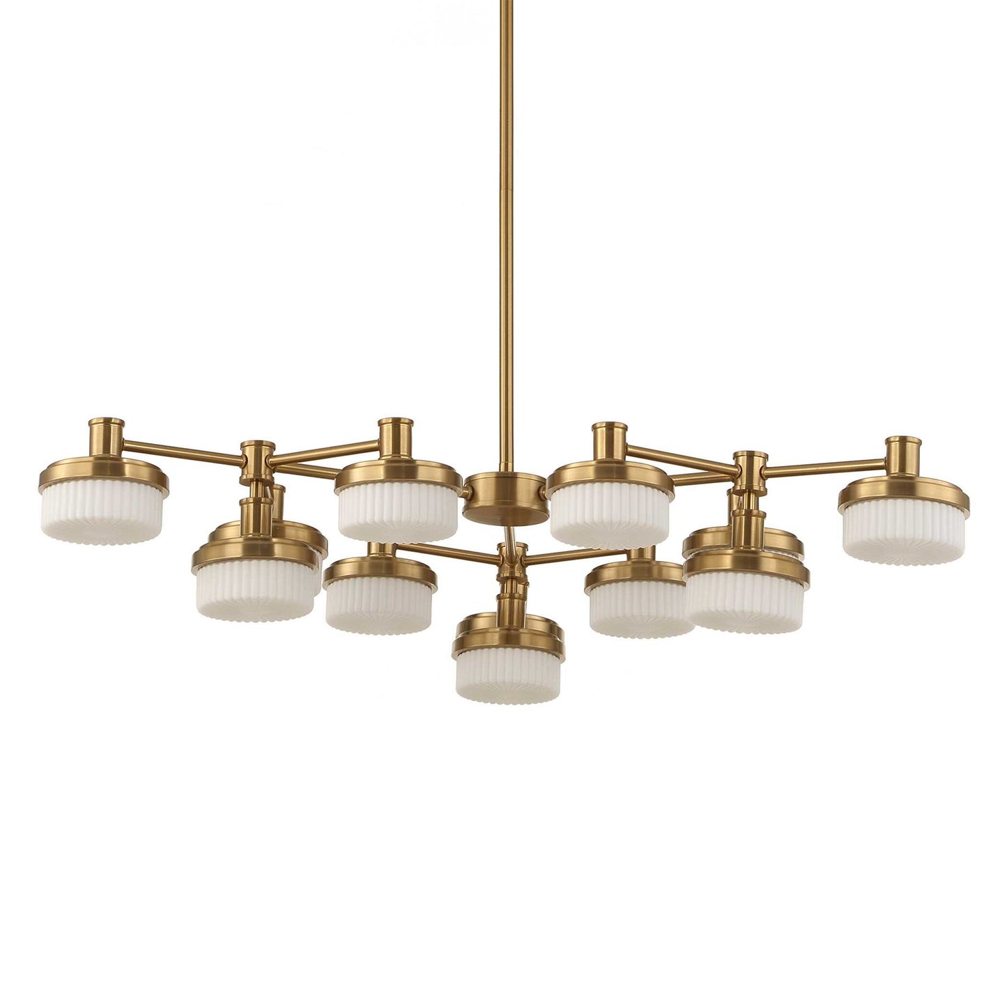 Wedge - 12 Light LED Brass Chandelier - White / Gold
