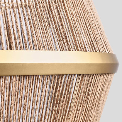 Wendy - Rattan Round Chandelier - Natural/Gold