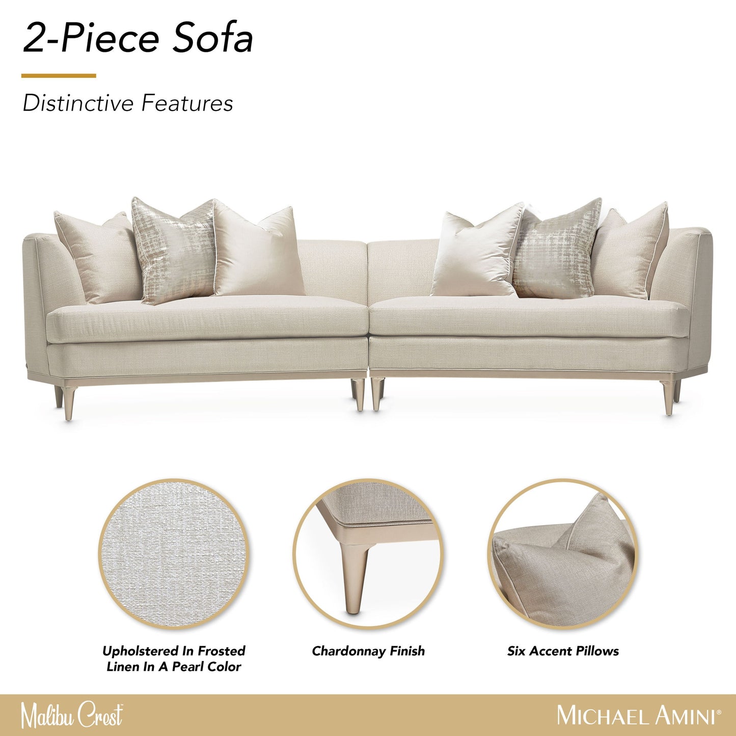 Malibu Crest - 2-Piece Sofa - Pearl / Chardonnay