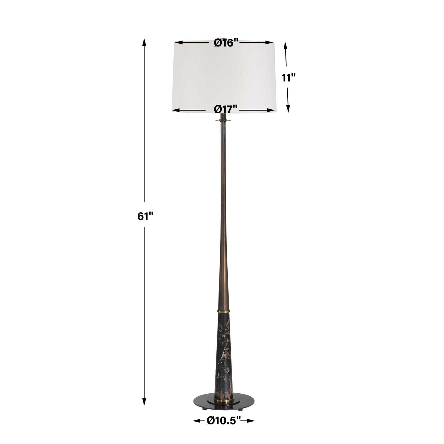 Tallarico - Brass & Marble Floor Lamp - Black / Bronze / Brown