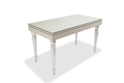 Glimmering Heights - Writing Desk With Glass Top - Ivory