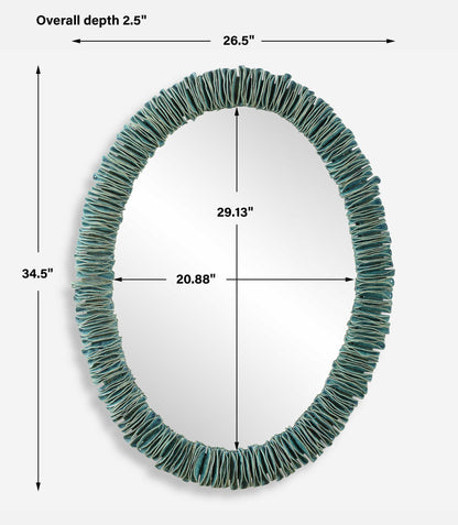 Bonaire - Oval Mirror - Teal Blue