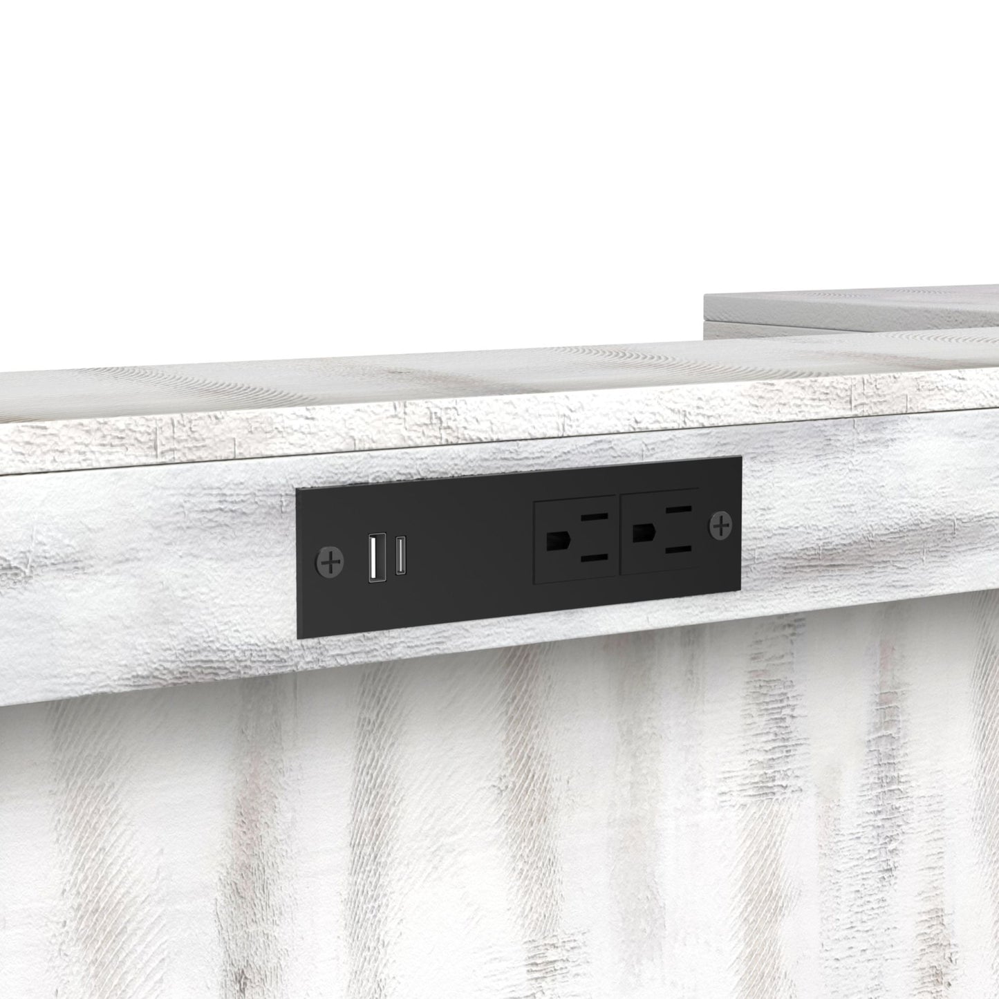 Rogen Rustic - Bar Table With Ice Tray, USB And Power - Rustic White