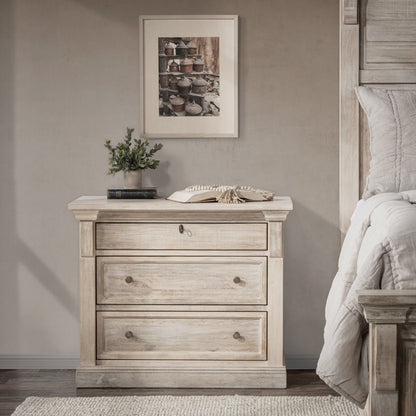 Adelaide - 3 Drawer Nightstand - Natural Cream Wash