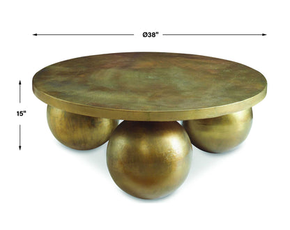 Triplet - Antique Brass Coffee Table - Gold