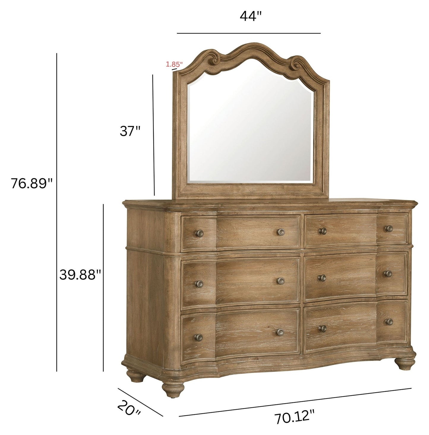 Weston Hills - Dresser With Mirror - Flax Seed