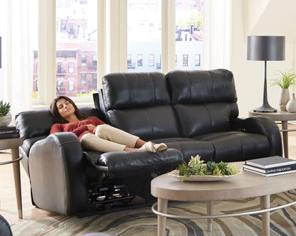 Angelo - Leather Power Reclining Sofa - Black