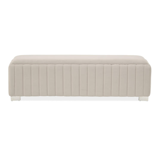 Signature Beds & Benches - Amaryllis Velvet Accent Bench - Taupe / Chrome