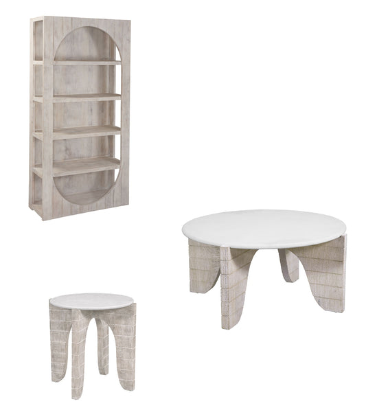 Bali - Round Cocktail Table - White Wash / Faux Plaster
