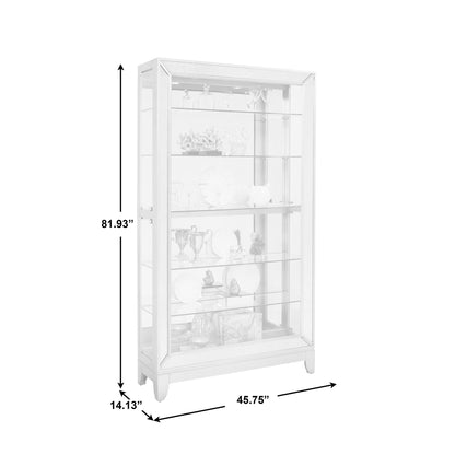 PFC Curios - Antique Style 5 Shelf Mirrored Curio Cabinet - Aged Silver