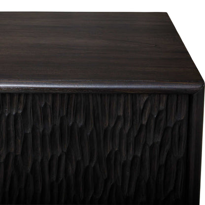 Stevenson - Chiseled 4 Door Cabinet - Black / Brown / Woodtone