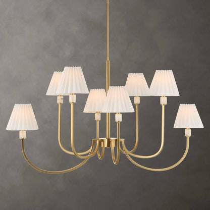 Poppins - 8 Light Brass Chandelier - White / Gold