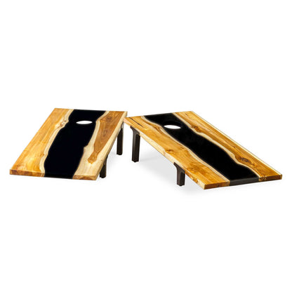 Clearwood Black - Cornhole Game (Set of 2) - Black / Woodtone