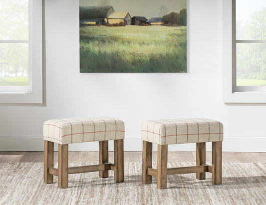 Vintage Market - Upholstered Stool - Barnwood Oak