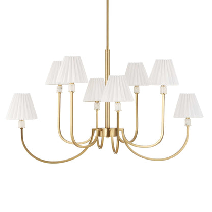 Poppins - 8 Light Brass Chandelier - White / Gold