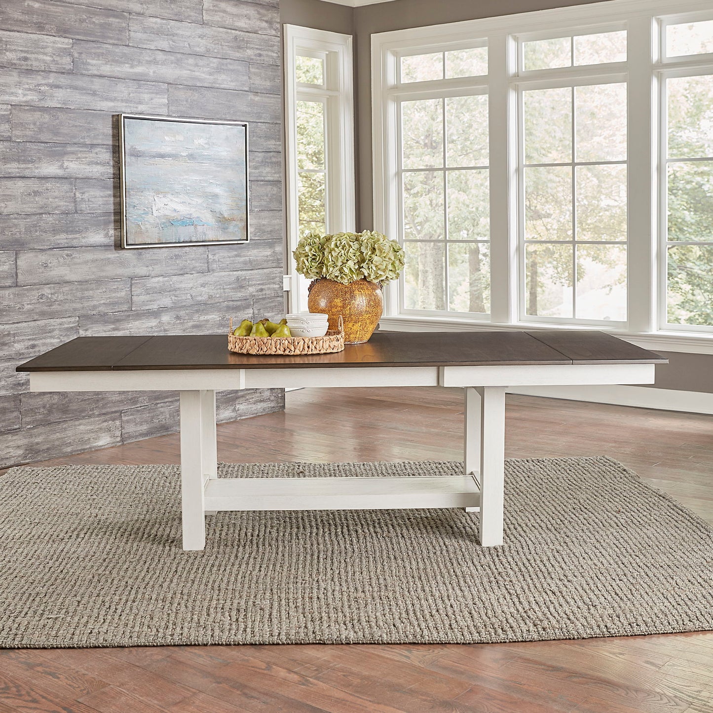 Brook Bay - Trestle Table Top - Textured White / Carbon Gray