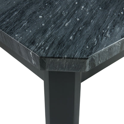 Francesca - Square 5 Piece Counter Height Dining Set, Table & Four PU Chairs - Gray / Marble