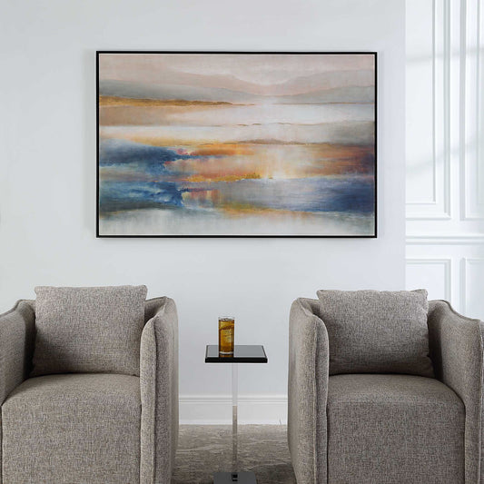 Seafaring Dusk - Hand Painted Abstract Art - Beige
