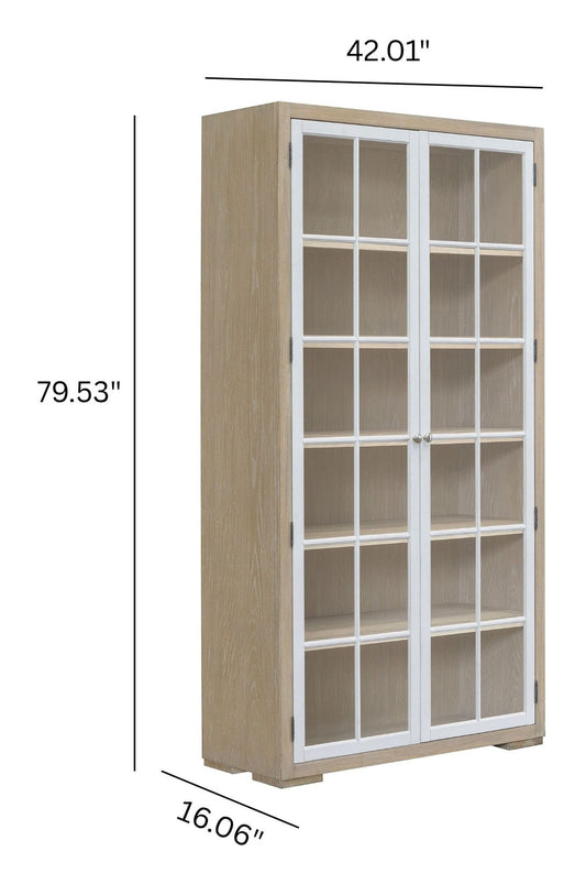 Pulaski Accents - 5-Shelf Glass Door Bookcase - Natural Wood Finish