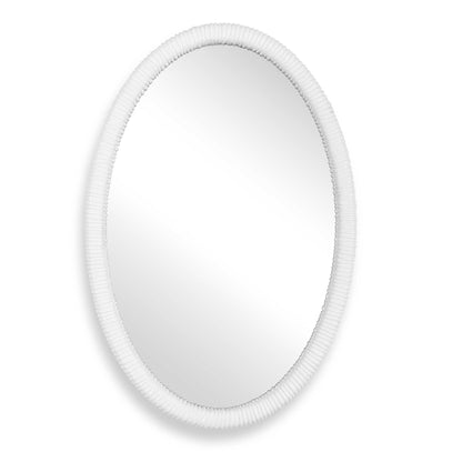 Bali - Ribbed Oval Mirror - White