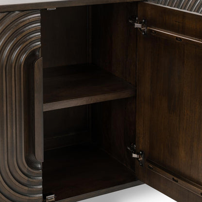 Colson - Mango Wood 4 Door Cabinet - Dark Brown