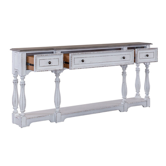 Magnolia Manor - 3 Drawer Hall Console Table - Antique White