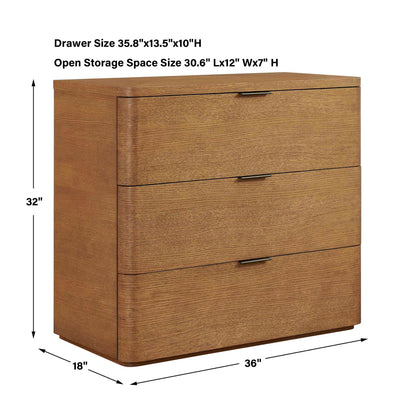 Duluth - Oak 3 Drawer Chest - Woodtone